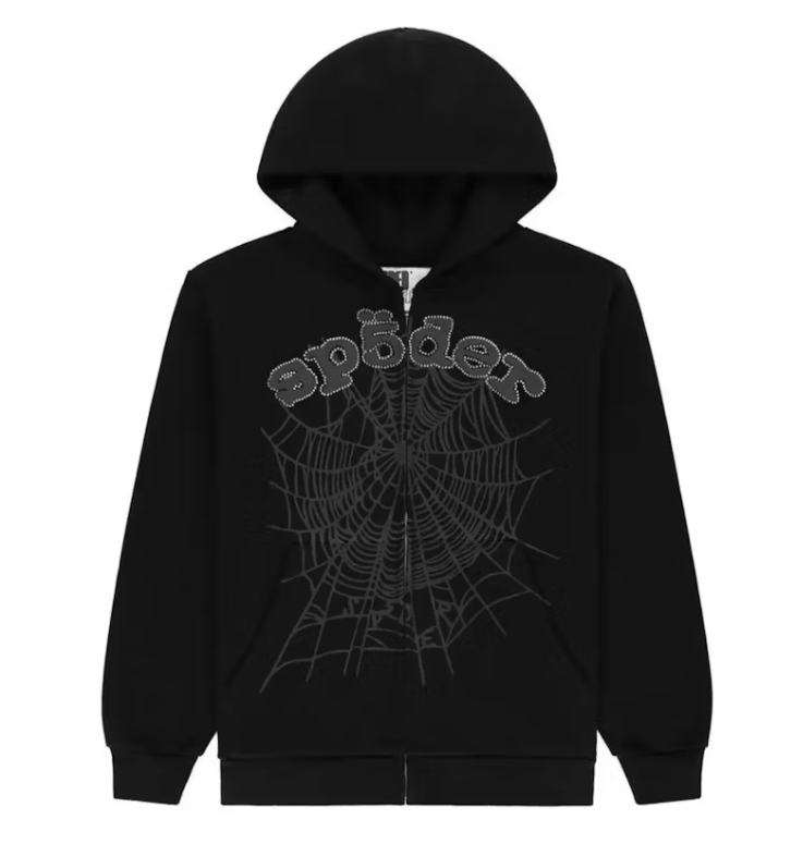 Sp5der OG Web V2 Rhinestone Zip Up Black