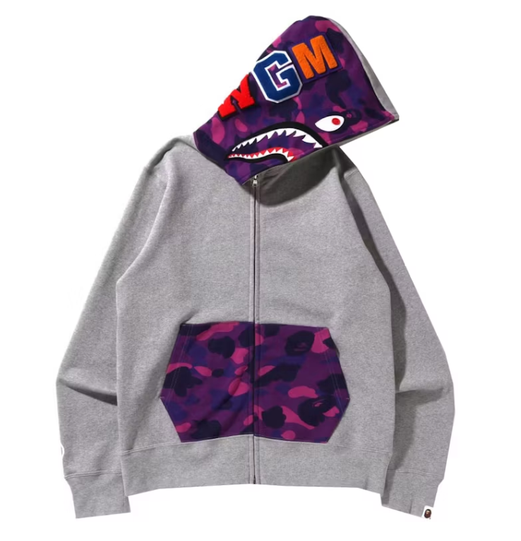 BAPE Color Camo Shark Full Zip Hoodie (SS22) Gray