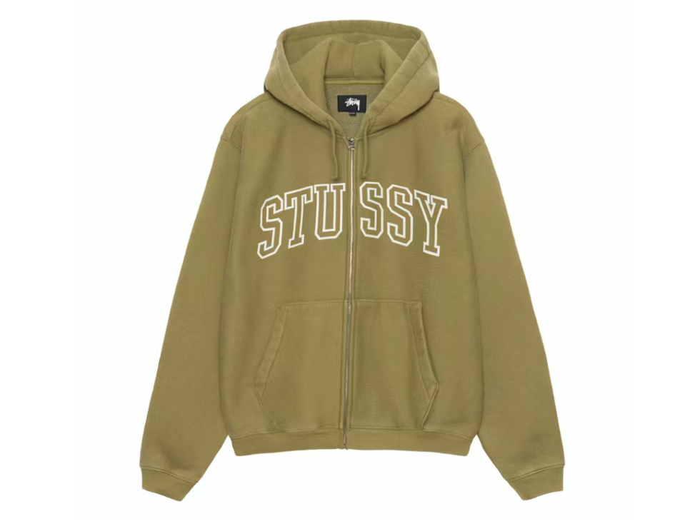 Stussy Outline Zip Hoodie Olive