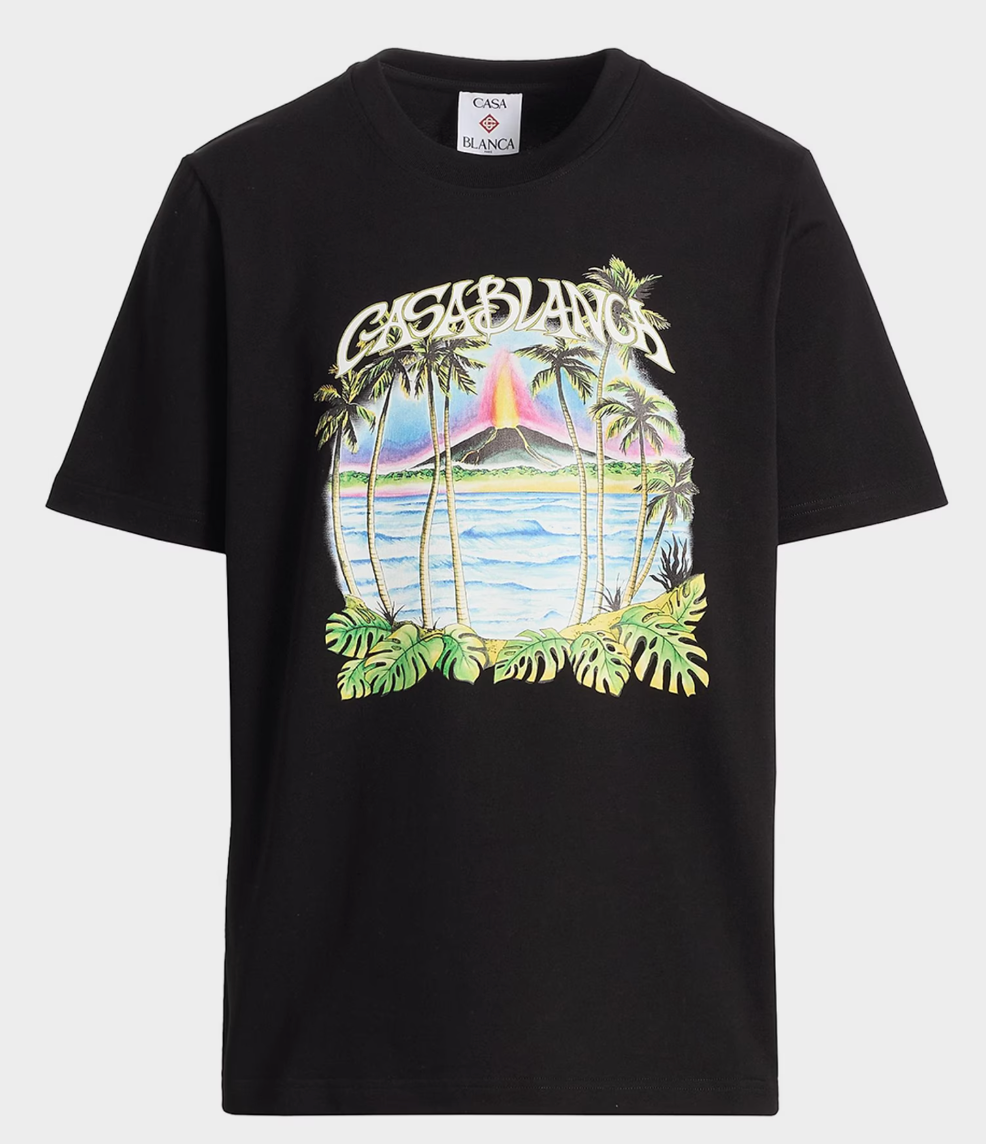 Casablanca Volcano Printed Classic T-Shirt Black