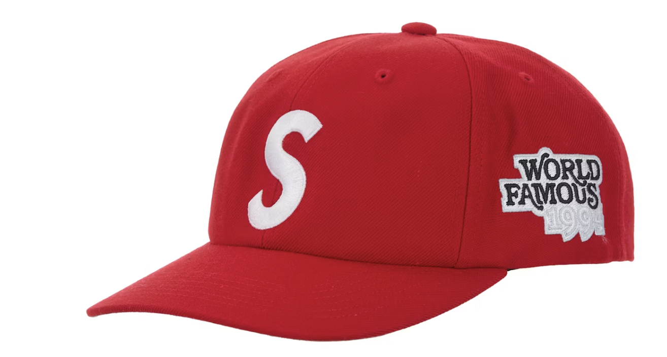 Supreme World Famous S Logo 6-Panel Hat Red