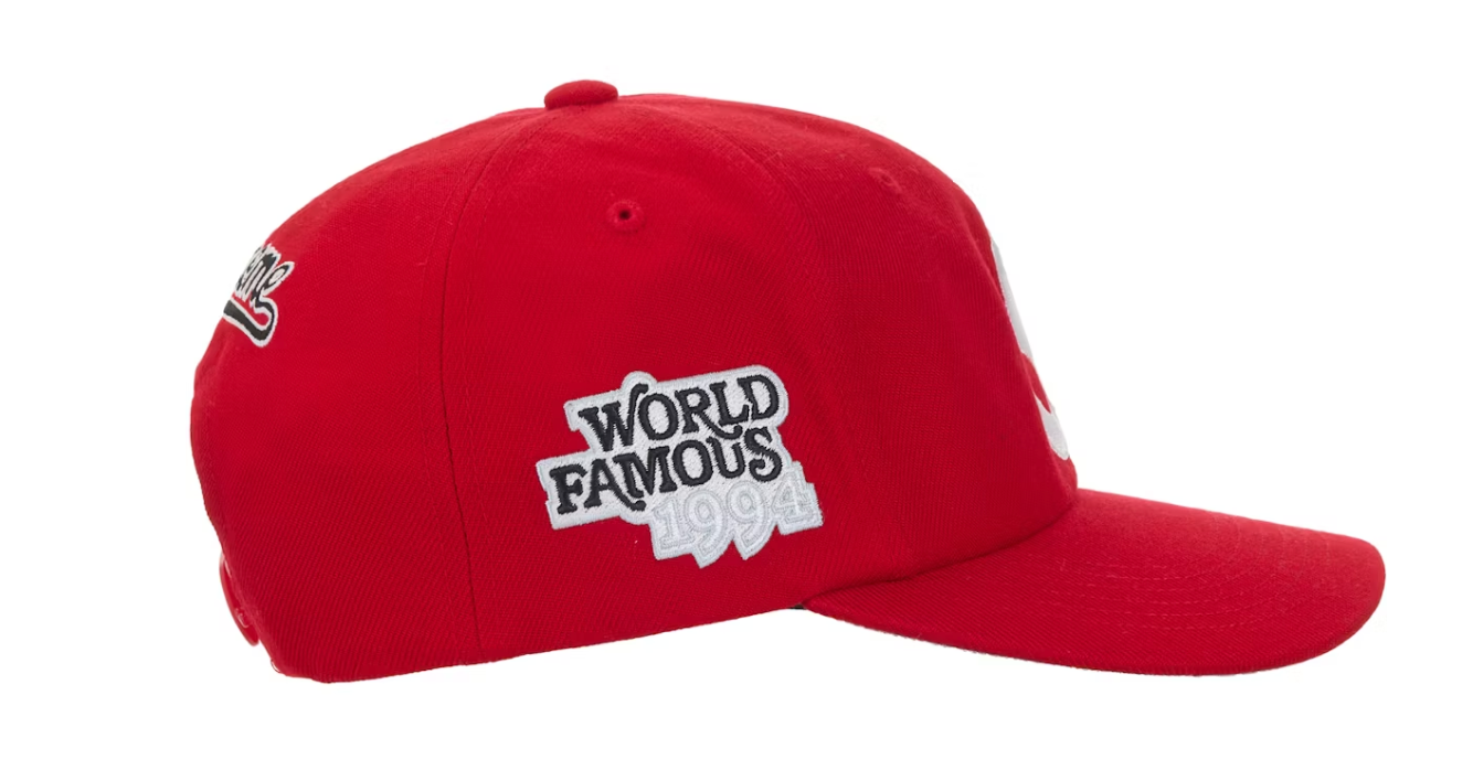 Supreme World Famous S Logo 6-Panel Hat Red