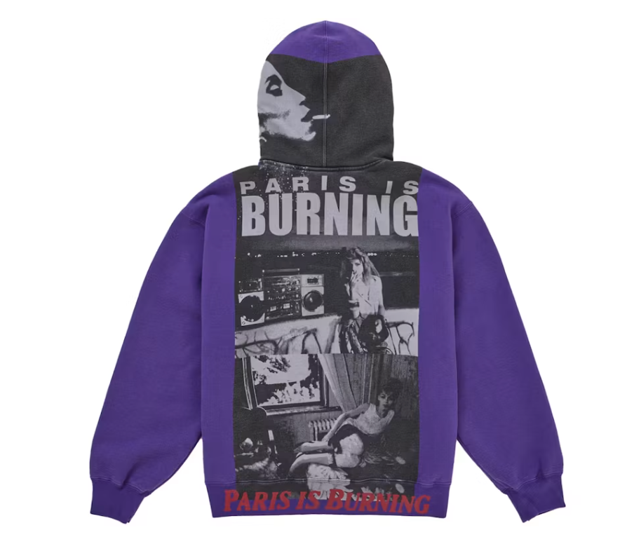 Supreme Paris Is Burning Zip Up Hooded Sweatshirt Purple