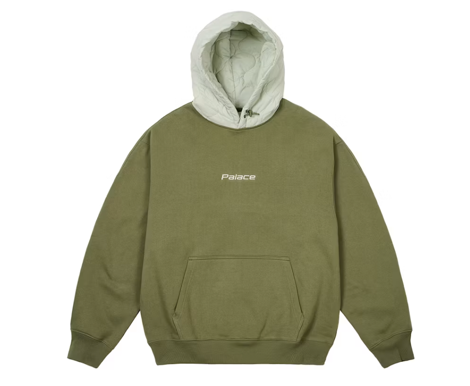 Palace Baffled Font Hood The Deep Green