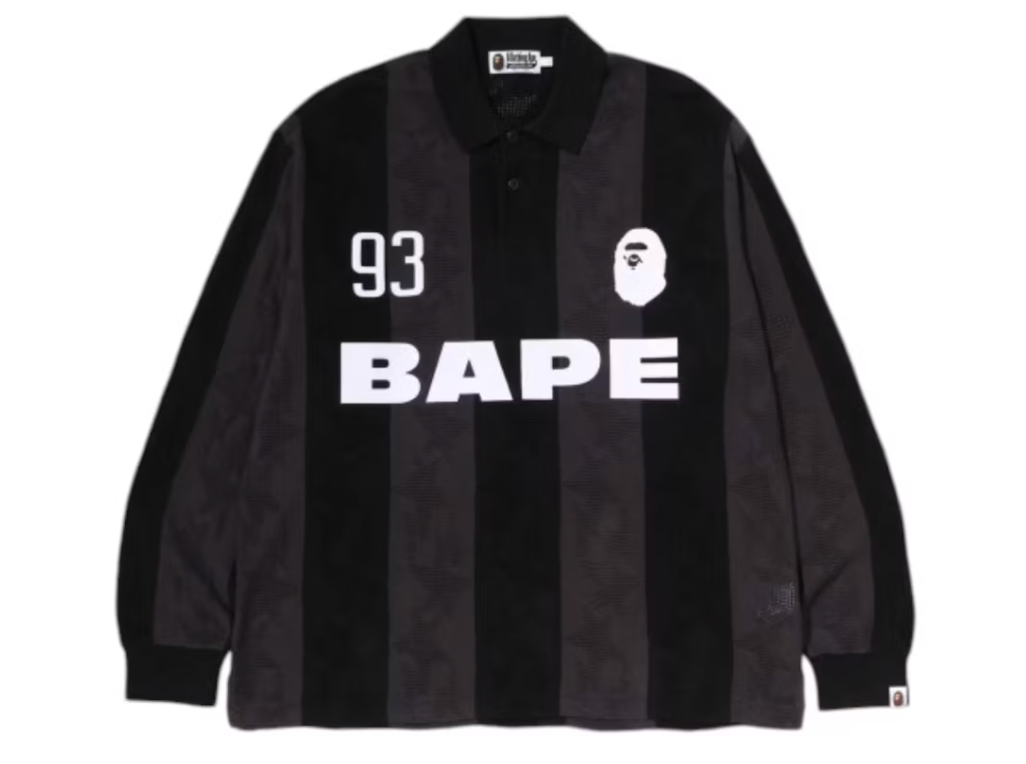 BAPE STAStripe Pattern Jacquard Multi Logo Relaxed Fit L/S T-shirt Black