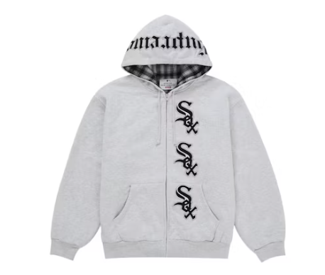Supreme Chicago White Sox Zip Up Hooded Sweatshirt Grey