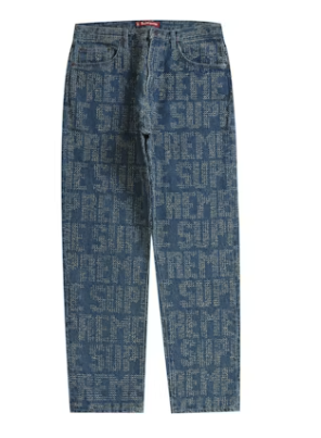 Supreme Needle Punch Regular Jean Washed Blue