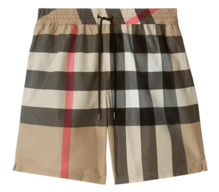 Burberry Check Drawcord Swim Shorts Archive Beige