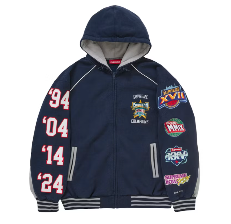 Supreme Playoffs Zip Up Hooded Sweatshirt Navy