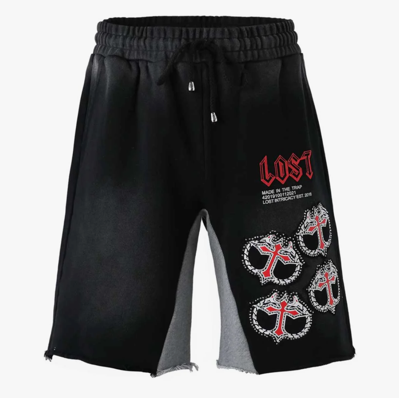 Lost Intricacy Rhinestone MITT Sweat Short Black/Red