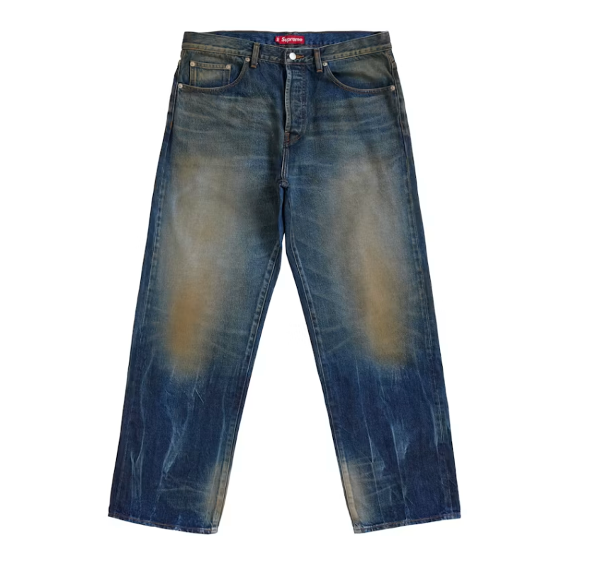 Supreme Distressed Loose Fit Selvedge Jean (SS26) Washed Indigo