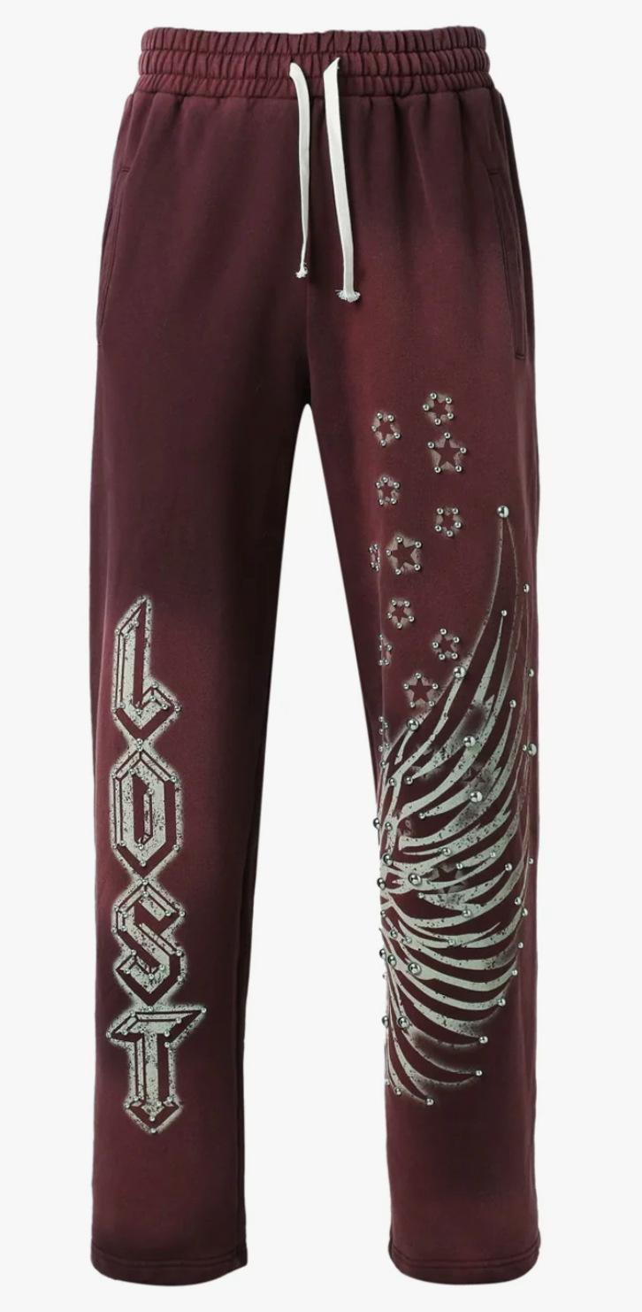 Lost Intricacy Sweatants Burgundy