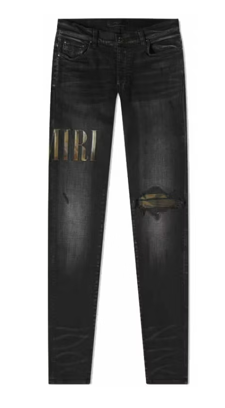 AMIRI Camo Core Applique Jeans Aged Black