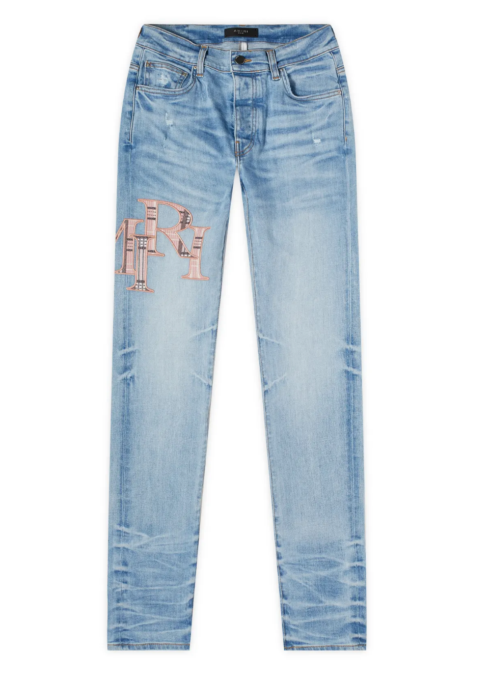 AMIRI Plaid Staggered Logo Jeans Perfect Indigo