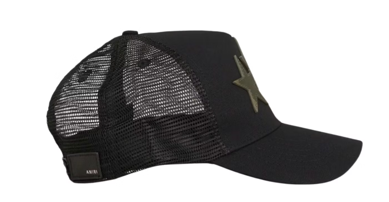 AMIRI Three Camo Star Trucker Hat Black