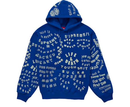Supreme Too Deadly Hooded Sweatshirt Blue