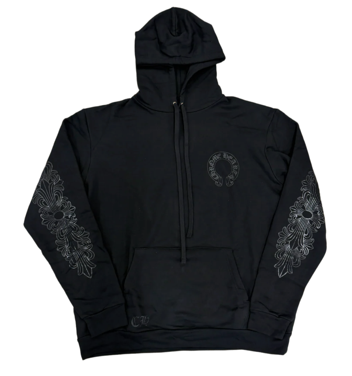 Chrome Hearts Floral Blacked Out Horseshoe Hoodie Black