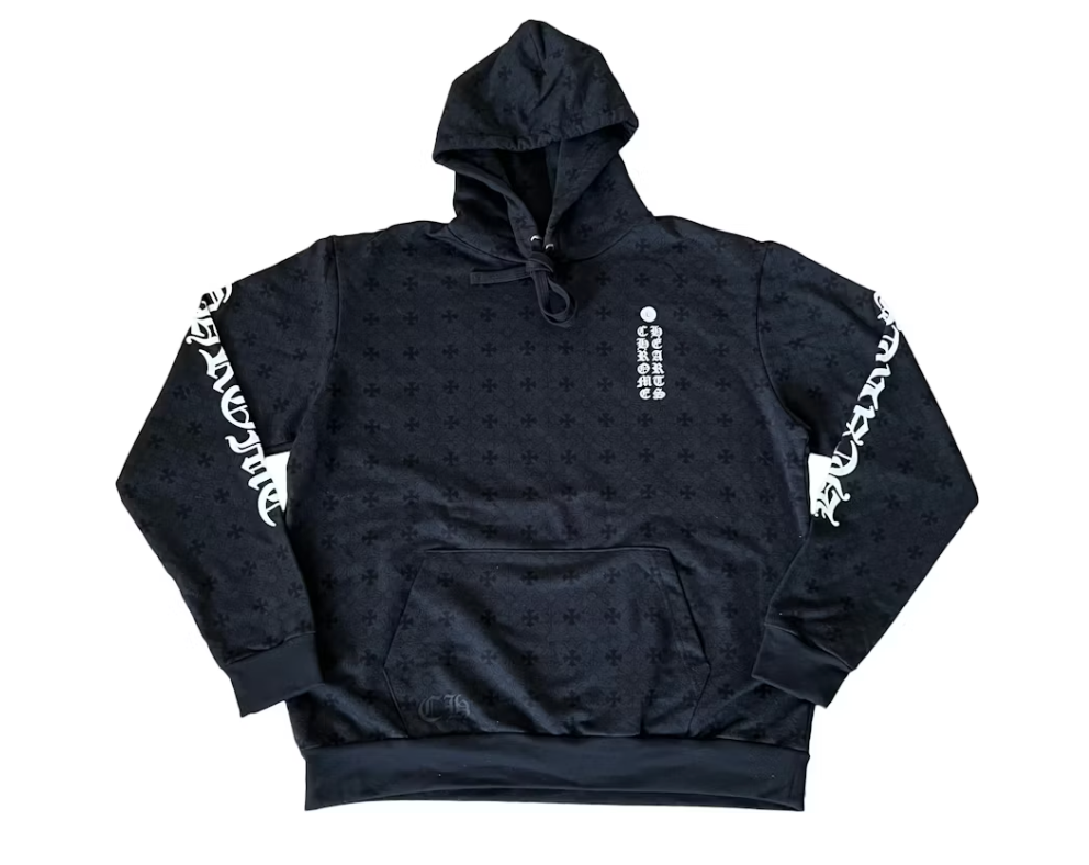 Chrome Hearts Plus Cross Allover Print With Horseshoe Logo Hoodie Black