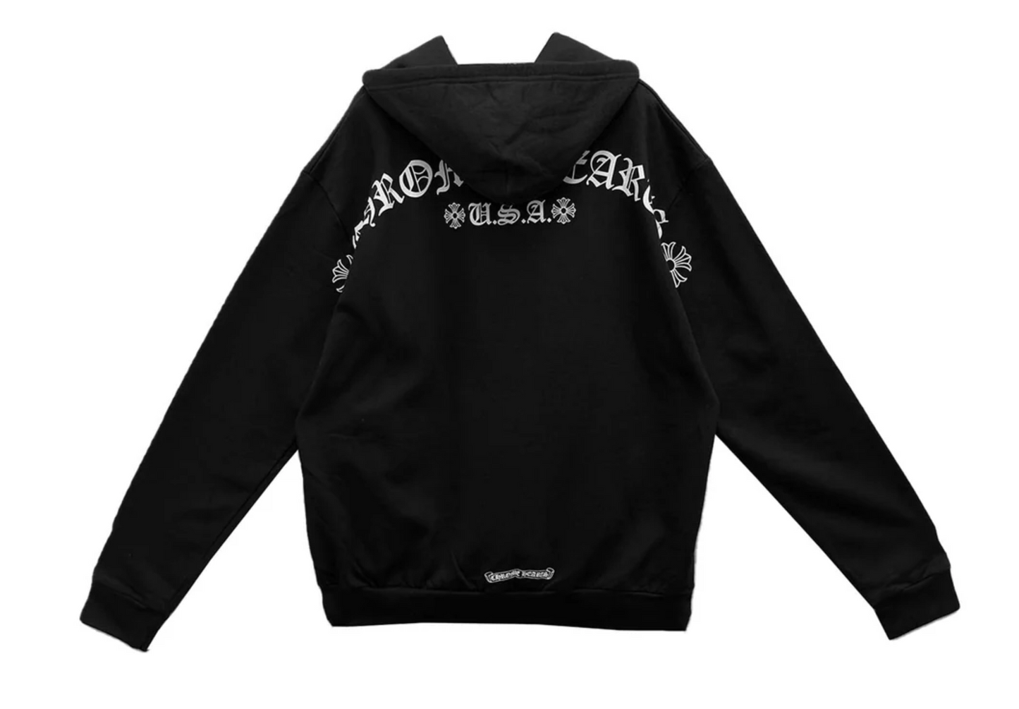 Chrome Hearts USA Script Thermal Zip Up Hoodie Black