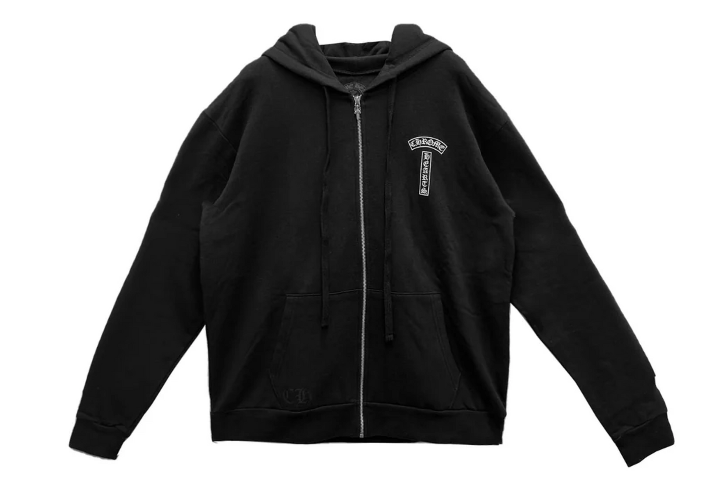 Chrome Hearts USA Script Thermal Zip Up Hoodie Black