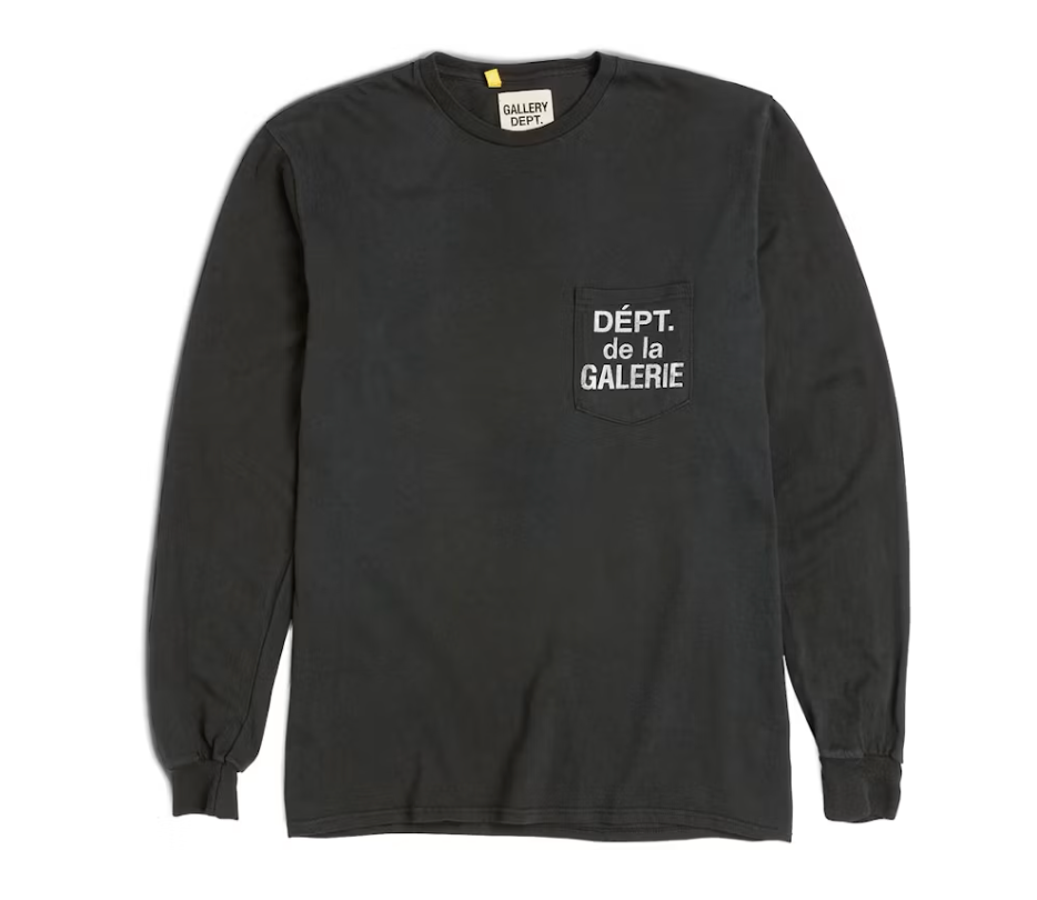Gallery Dept. French Logo Pocket L/S T-shirt Washed Black