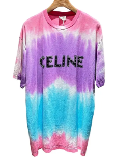 Celine Studded Tie-Dye T-Shirt