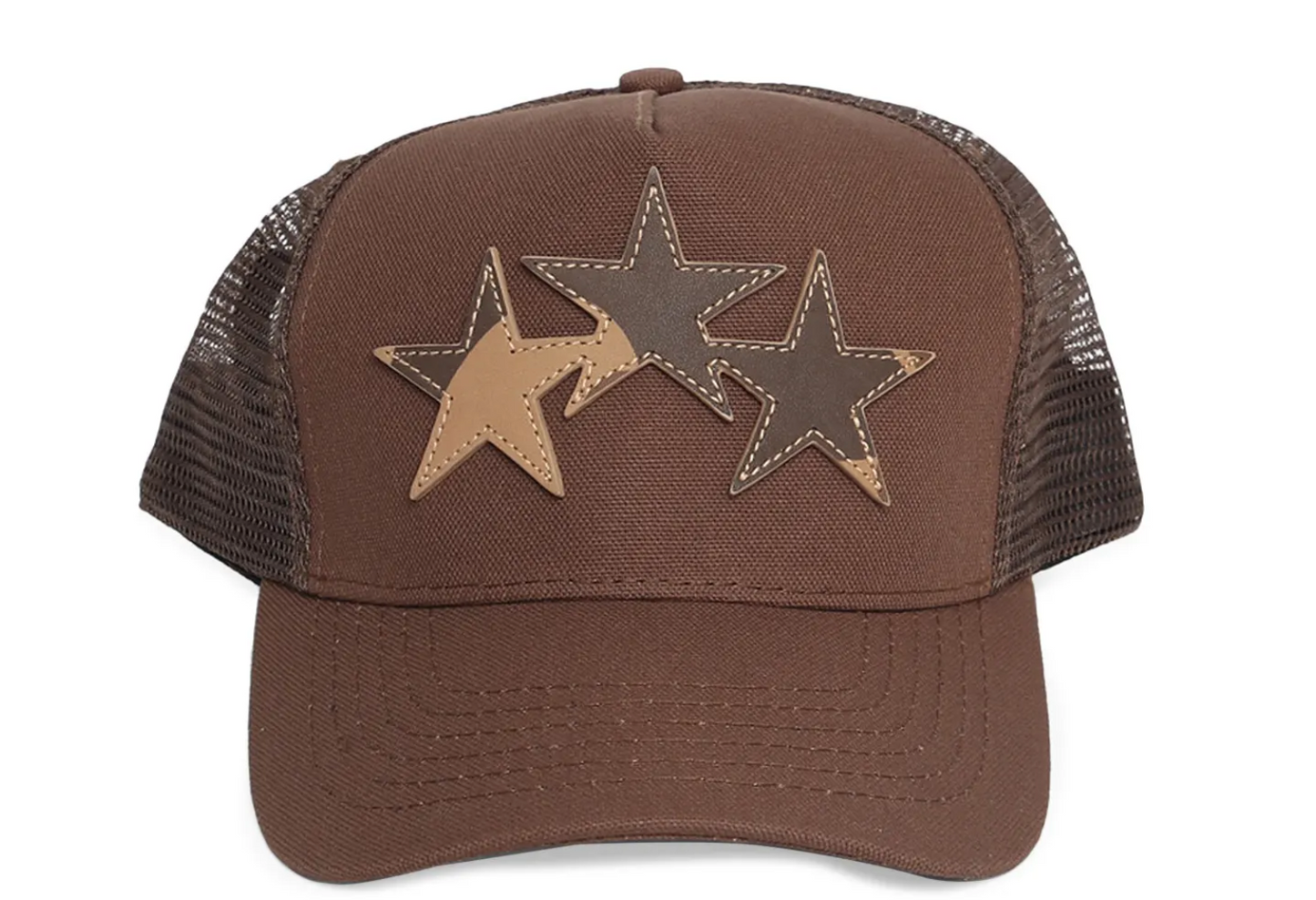Amiri Three Star Trucker Hat Shitake Brown