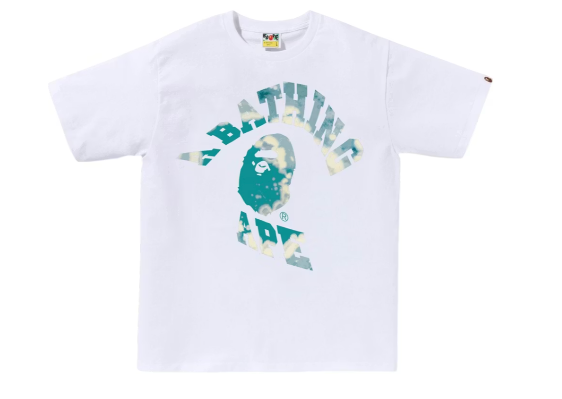 BAPE Tie Dye Twist College Tee White