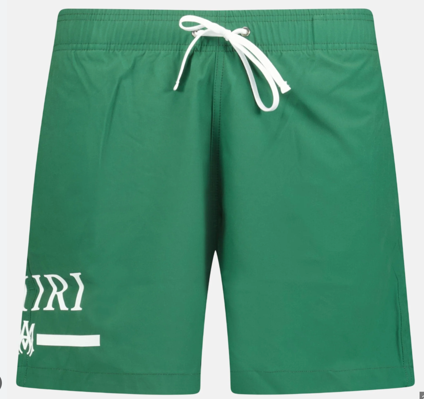 Amiri MA Bar White Logo Drawstring Swim Shorts Military Green