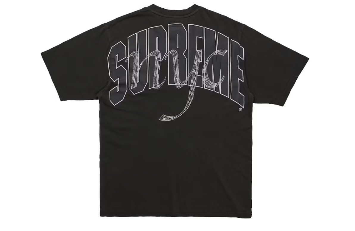 Supreme Rhinestone Script S/S Top Black