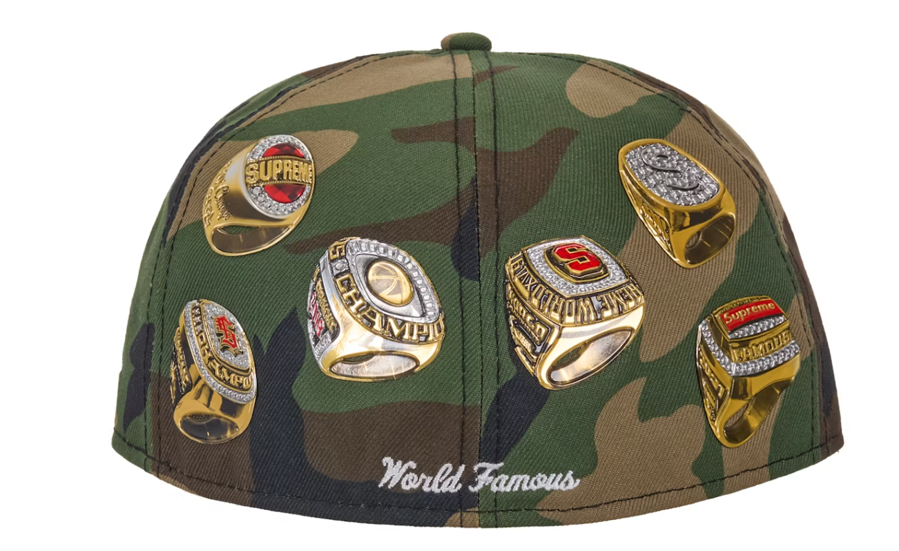Supreme Rings Box Logo New Era 59Fifty Fitted Hat Woodland Camo