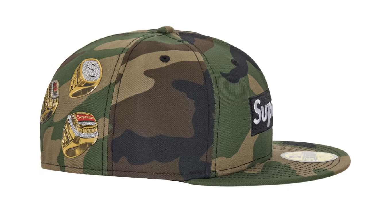 Supreme Rings Box Logo New Era 59Fifty Fitted Hat Woodland Camo
