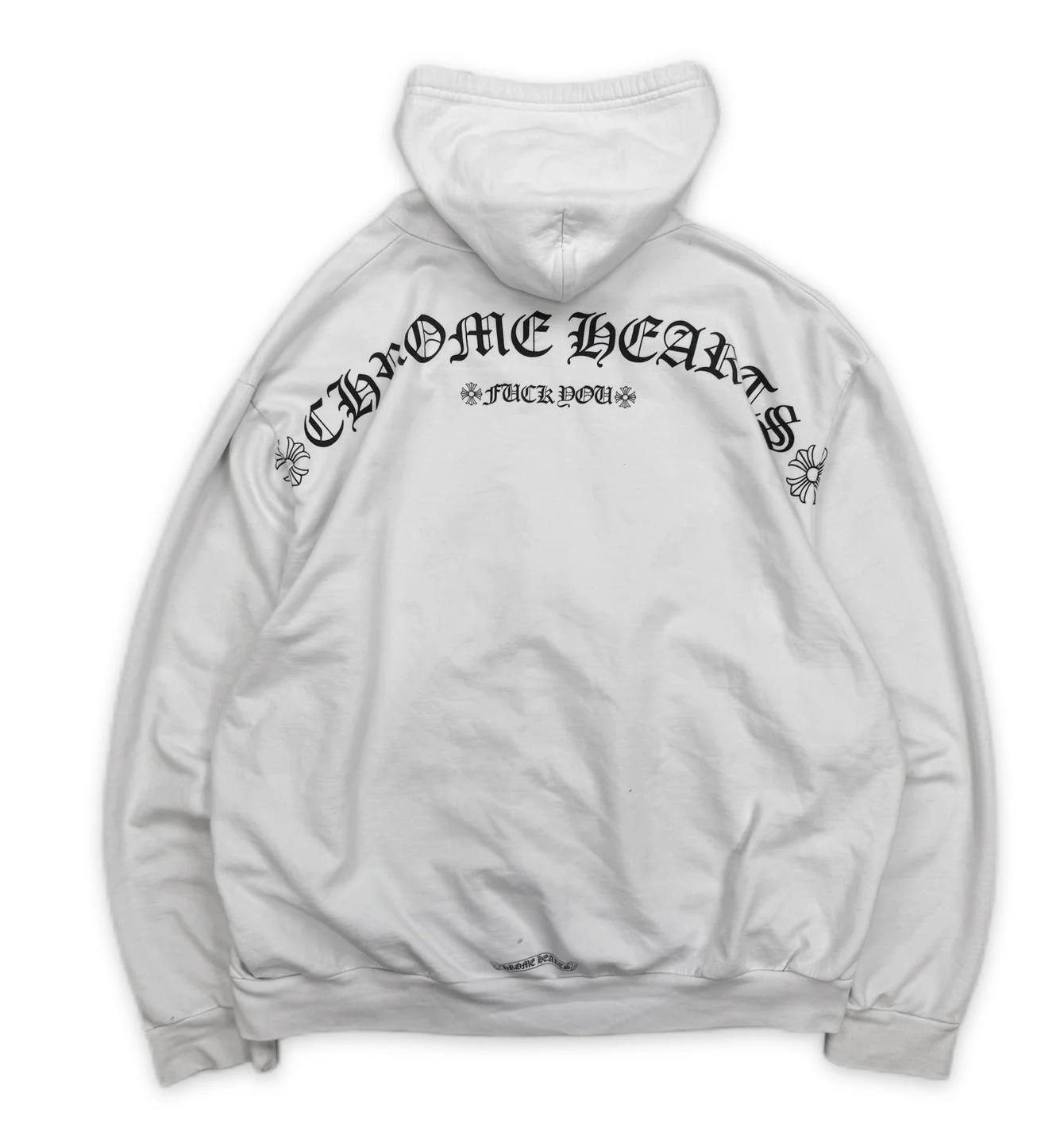 Chrome Hearts Vertical Logo Fuck You Zip Up Hoodie White