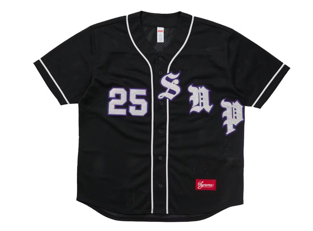 Supreme Old English Baseball Jersey Black