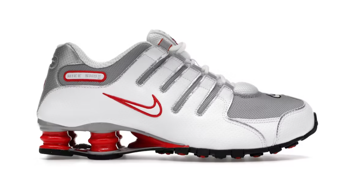 Nike Shox NZ White Red Metallic Silver