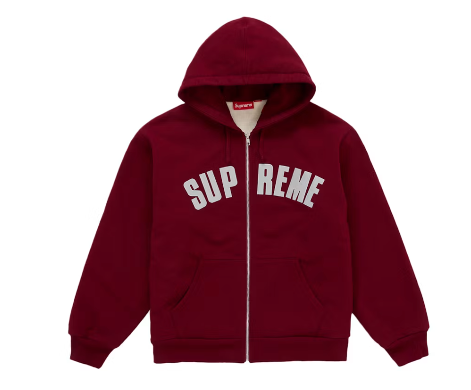 Supreme Arc Thermal Lined Zip Up Hooded Sweatshirt (FW26) Cardinal