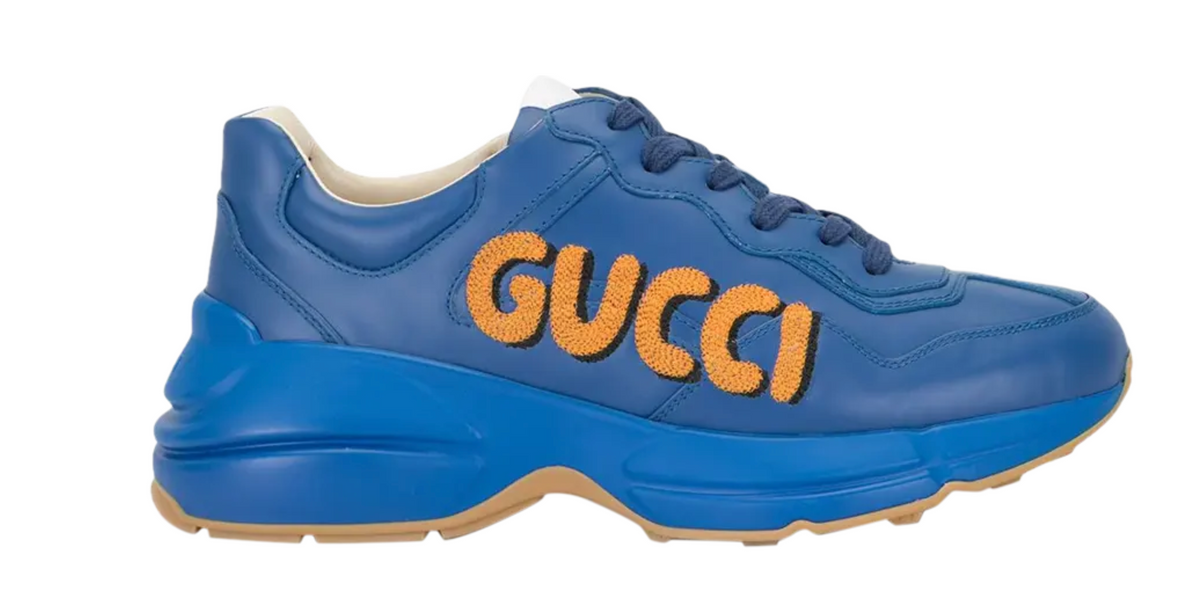 Gucci Rhyton Logo Embroidery Blue Orange