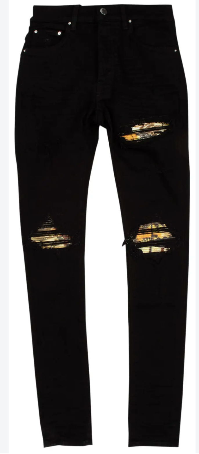 Amiri MX1 Aloha Patch Jeans Black