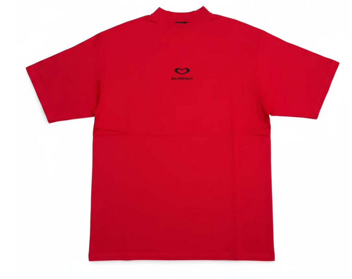 Balenciaga Sweet Heart Logo T-Shirt Red