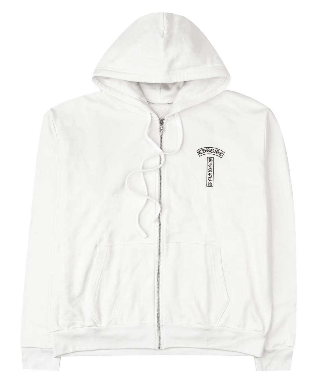 Chrome Hearts T-Bar Logo USA Shoulder Zip-Up Hoodie White