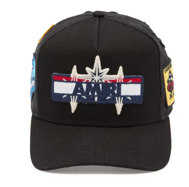 Amiri Station Patch Trucker Hat Black