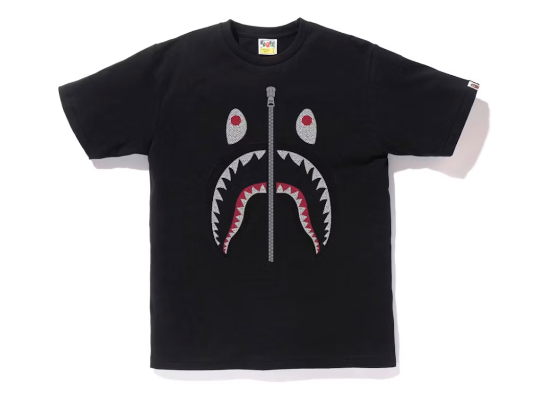 BAPE Embroidery Style Shark Tee Black