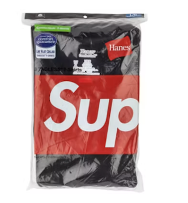 Supreme Hanes Tagless Tees (3 Pack) Black