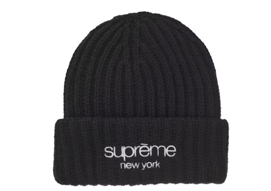 Supreme Classic Logo Chunky Ribbed Beanie (FW24) Black