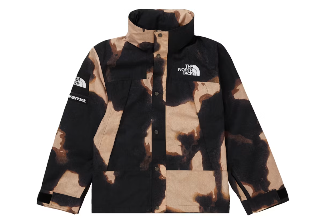 Supreme The North Face Bleached Denim Print Mountain Jacket Black