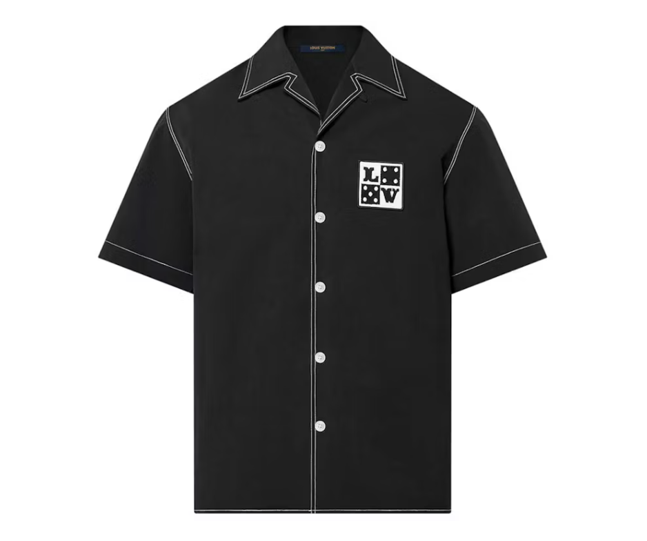 Louis Vuitton Embroidered Short-Sleeved Cotton Shirt Black