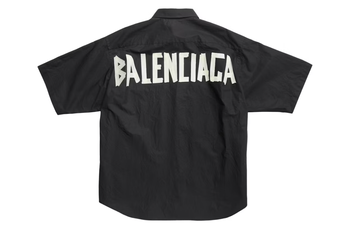 Balenciaga Tape Type Short Sleeve Shirt Black White