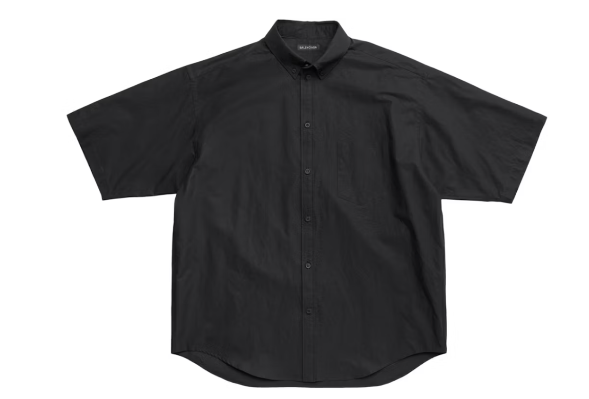Balenciaga Tape Type Short Sleeve Shirt Black White