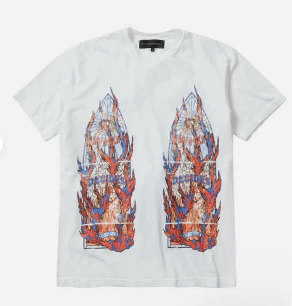 Who Decides War NYC Flame Glass T Shirt White