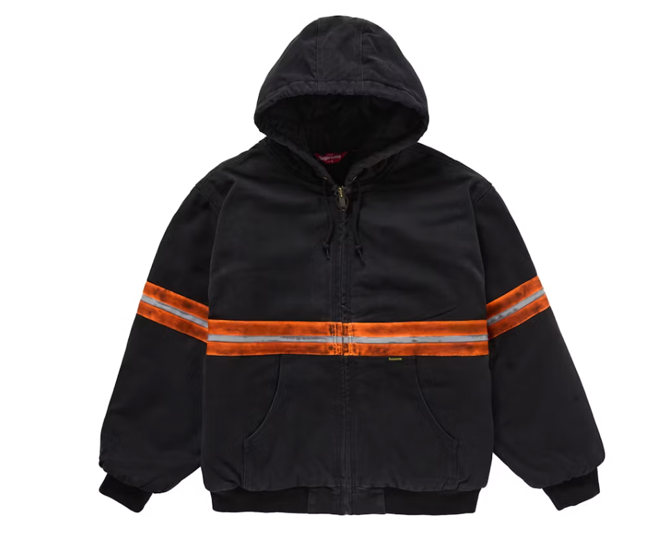 Supreme Reflective Stripe Hooded Work Jacket Black